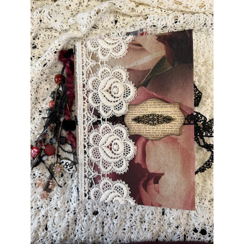 Vintage Style Handmade Junk Journal, featuring Black Lace